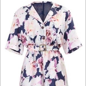 Cynthia Rowley Floral belted romper